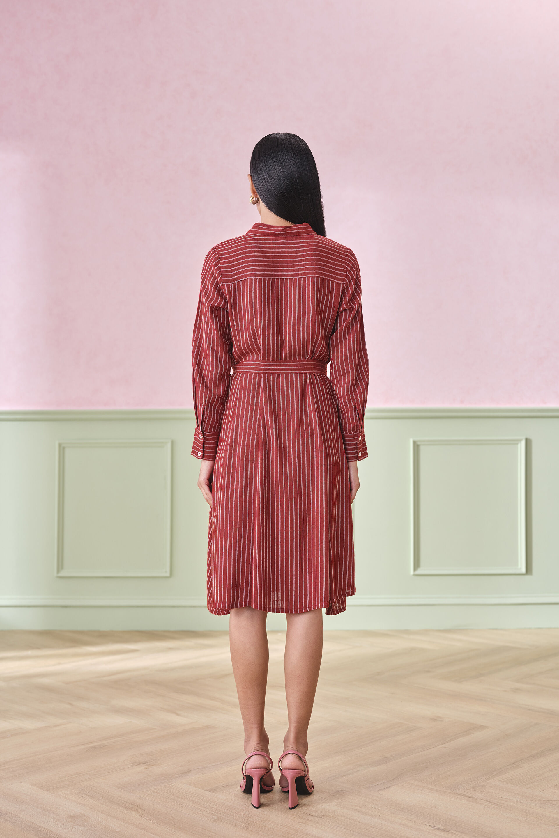 Rosalie Rust Viscose Dress, Rust, image 4